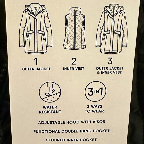 Lands' End Women's 3-in-1 Systems Jacket & Vest Size S Black Water Resistant NEW - Picture 8 of 15